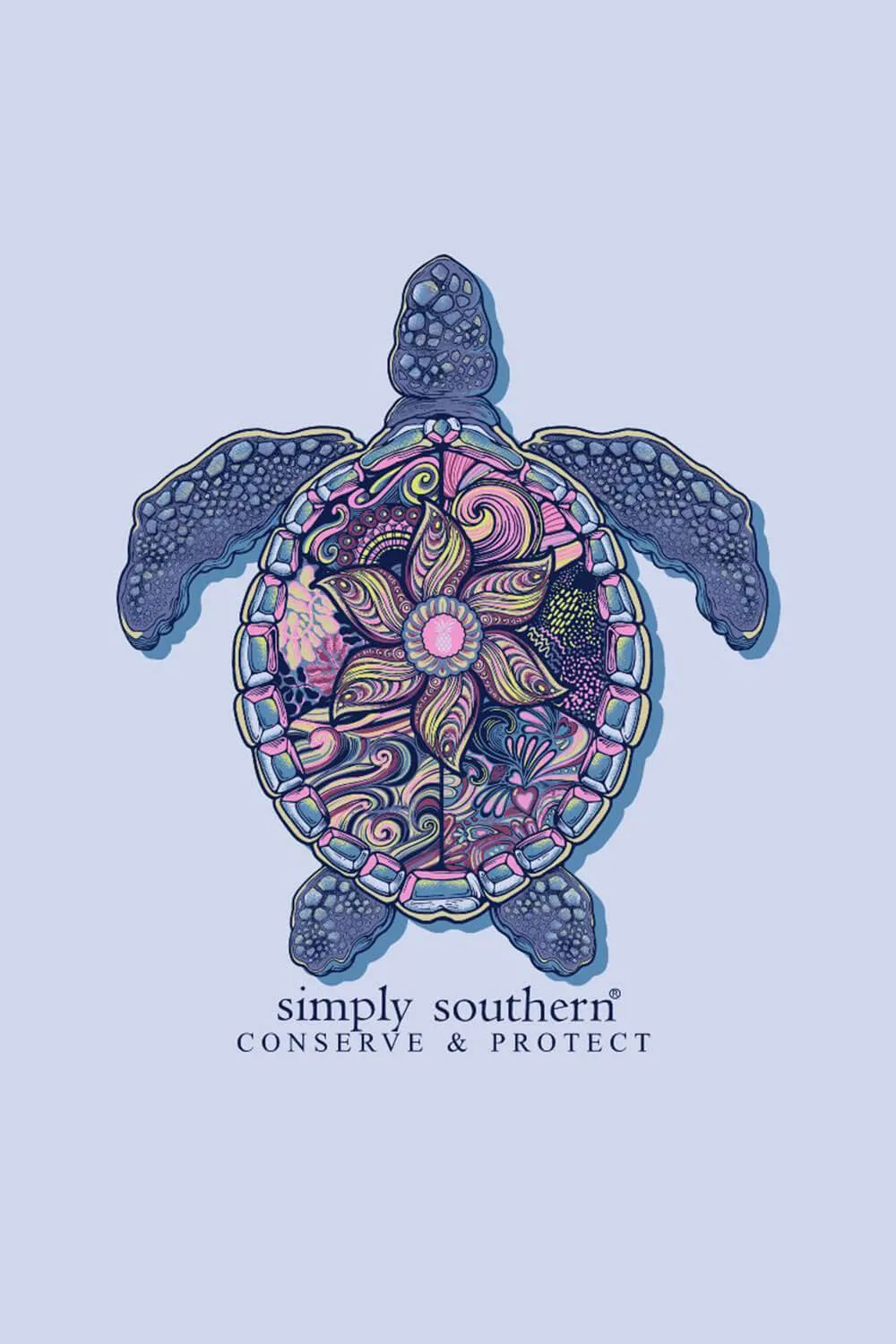 Simply Southern Plus Size Long Sleeve Mandala Turtle Tracking T-shirt for Women in Carolina Blue | EXT-LS-TRACKT4-MNDLA-CAROBLU