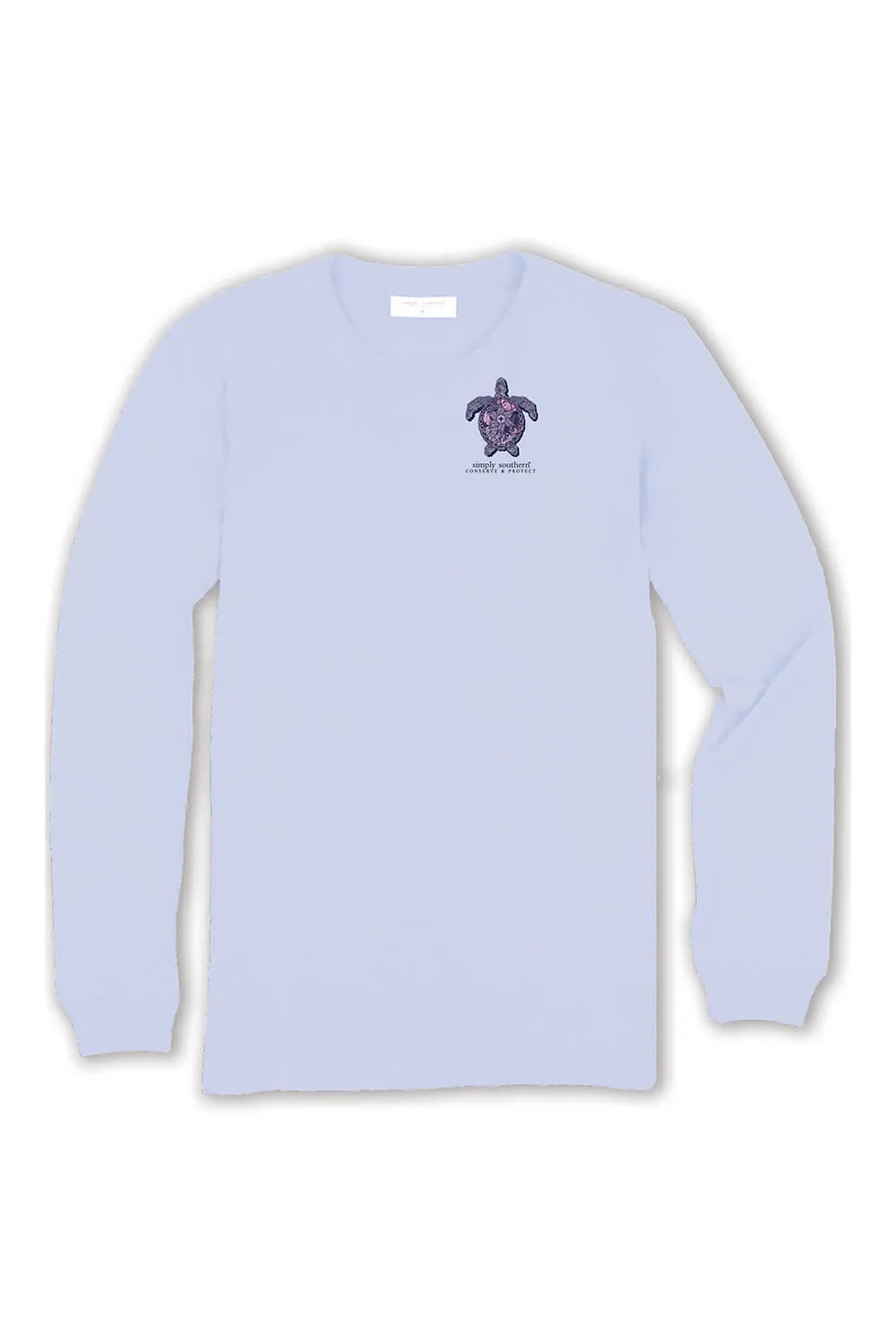 Simply Southern Plus Size Long Sleeve Mandala Turtle Tracking T-shirt for Women in Carolina Blue | EXT-LS-TRACKT4-MNDLA-CAROBLU
