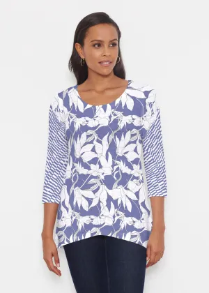 Sketch Floral Dominos (7814) ~ Katherine Hi-Lo Thermal Tunic