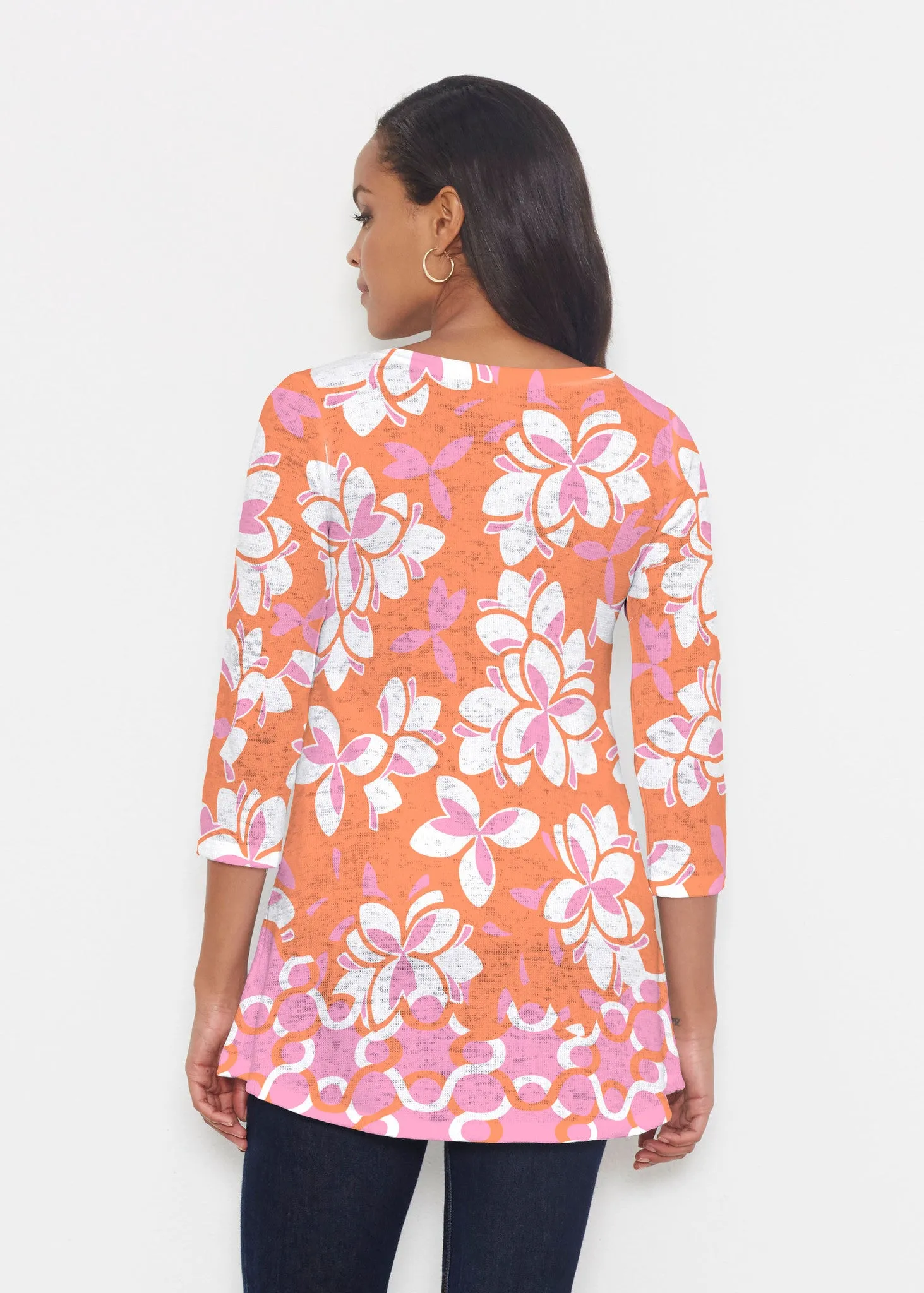 Squiggles Pink (20341) ~ Katherine Hi-Lo Thermal Tunic