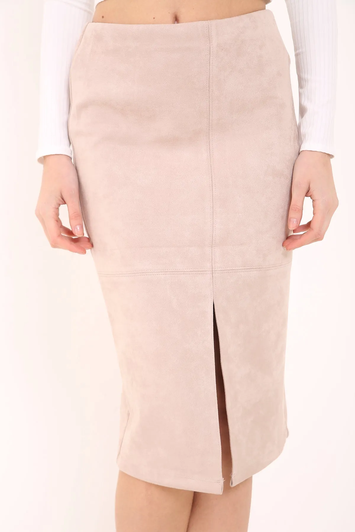 Suedette Pencil Skirt