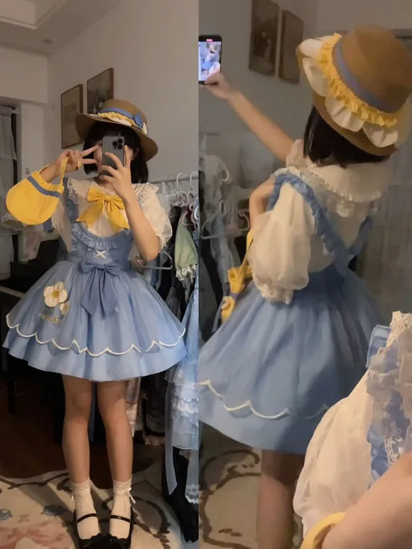 Sweet Lolita SK Blue Bows Embroidered Lolita Skirts
