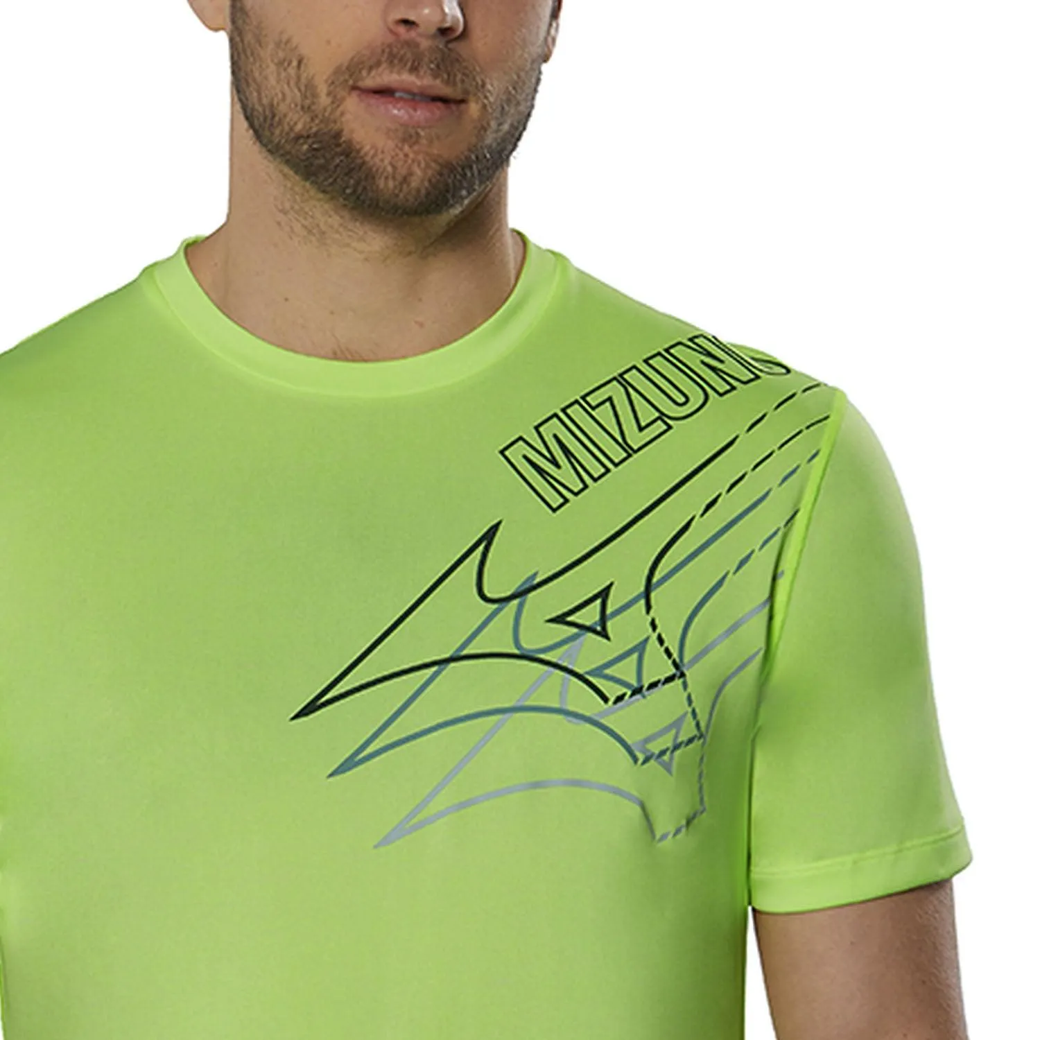 T SHIRT MIZUNO RUN MAGLIA UOMO MAN TEE RUNNING GIALLA FLUO