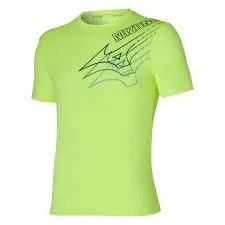 T SHIRT MIZUNO RUN MAGLIA UOMO MAN TEE RUNNING GIALLA FLUO