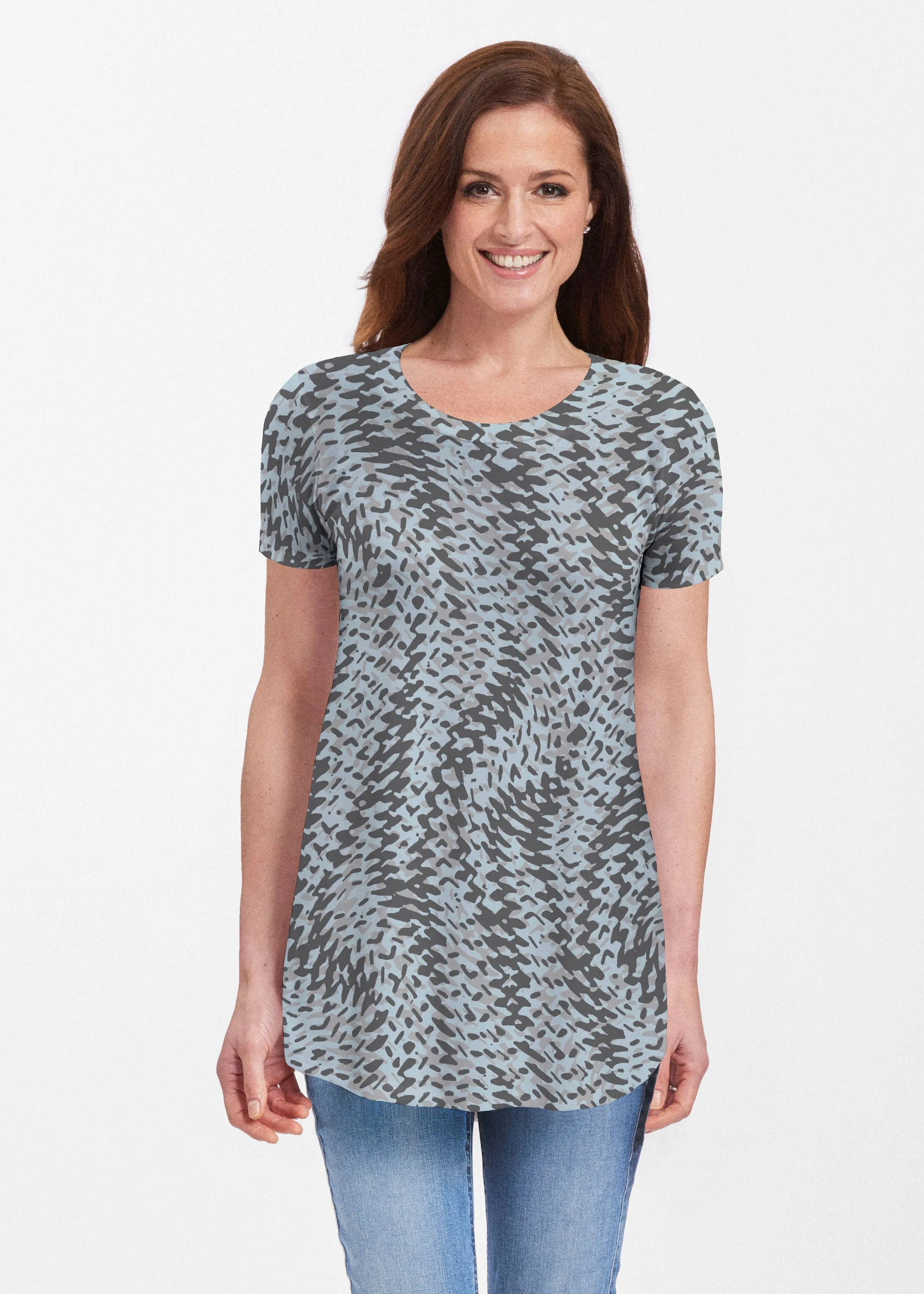 Textured Tracks Black (7720) ~ Butterknit Short Sleeve Tunic