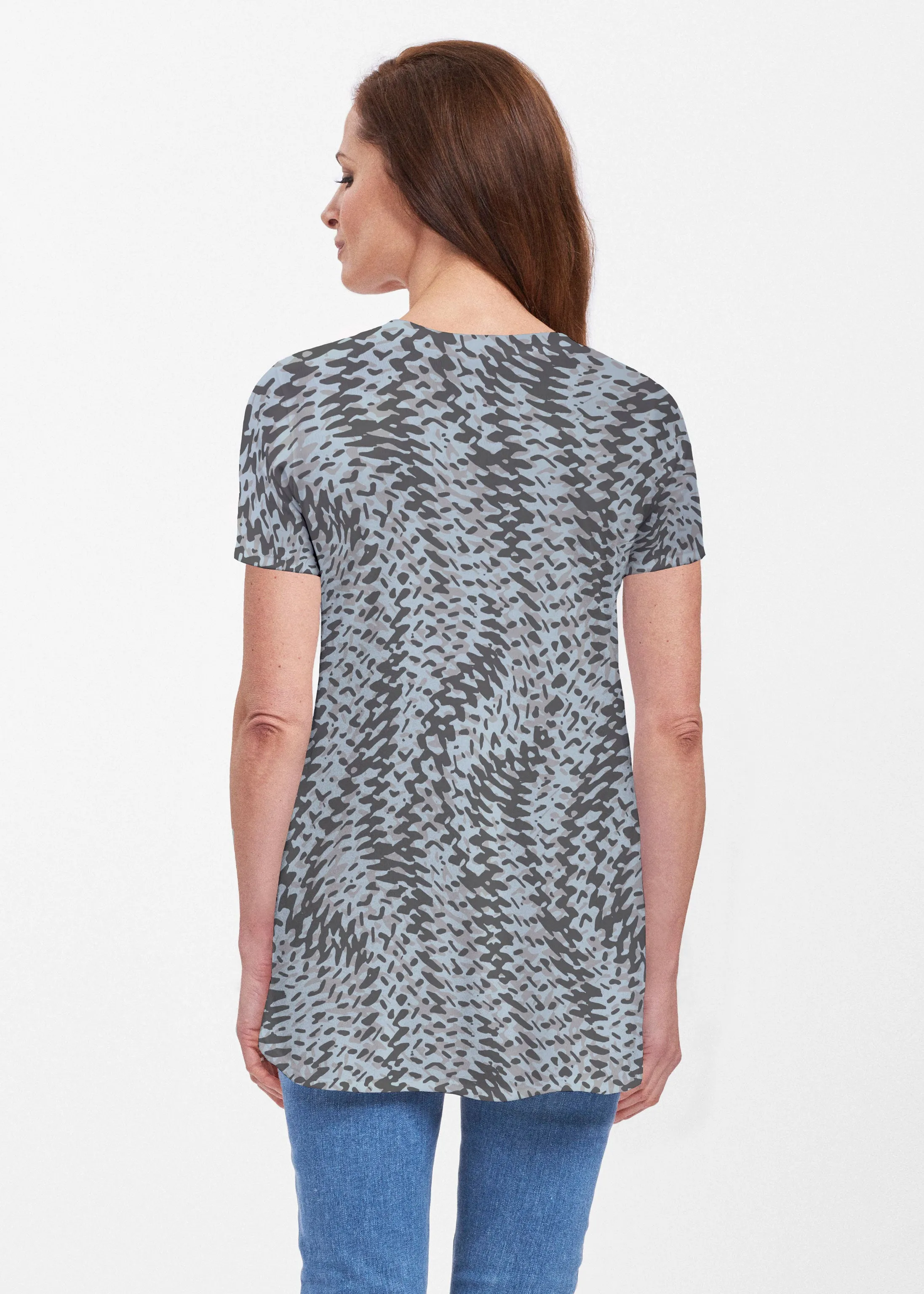 Textured Tracks Black (7720) ~ Butterknit Short Sleeve Tunic