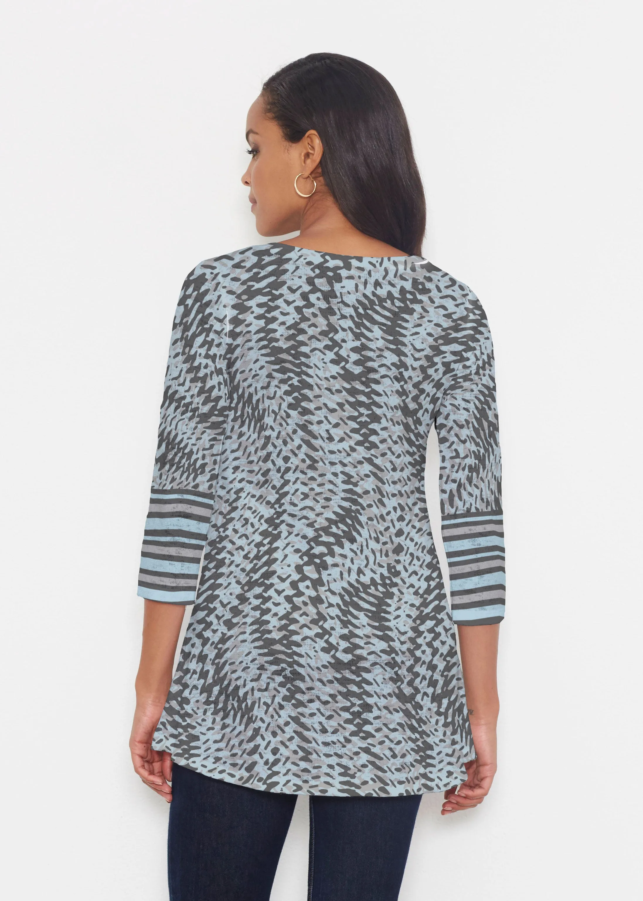 Textured Tracks Black (7720) ~ Katherine Hi-Lo Thermal Tunic