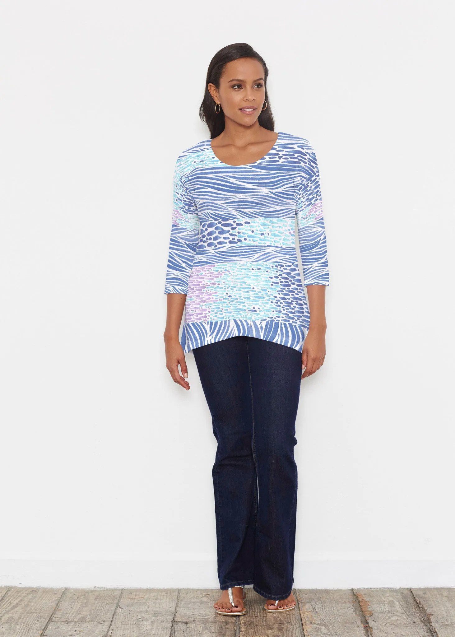 Tidal Stripe (11080) ~ Katherine Hi-Lo Thermal Tunic