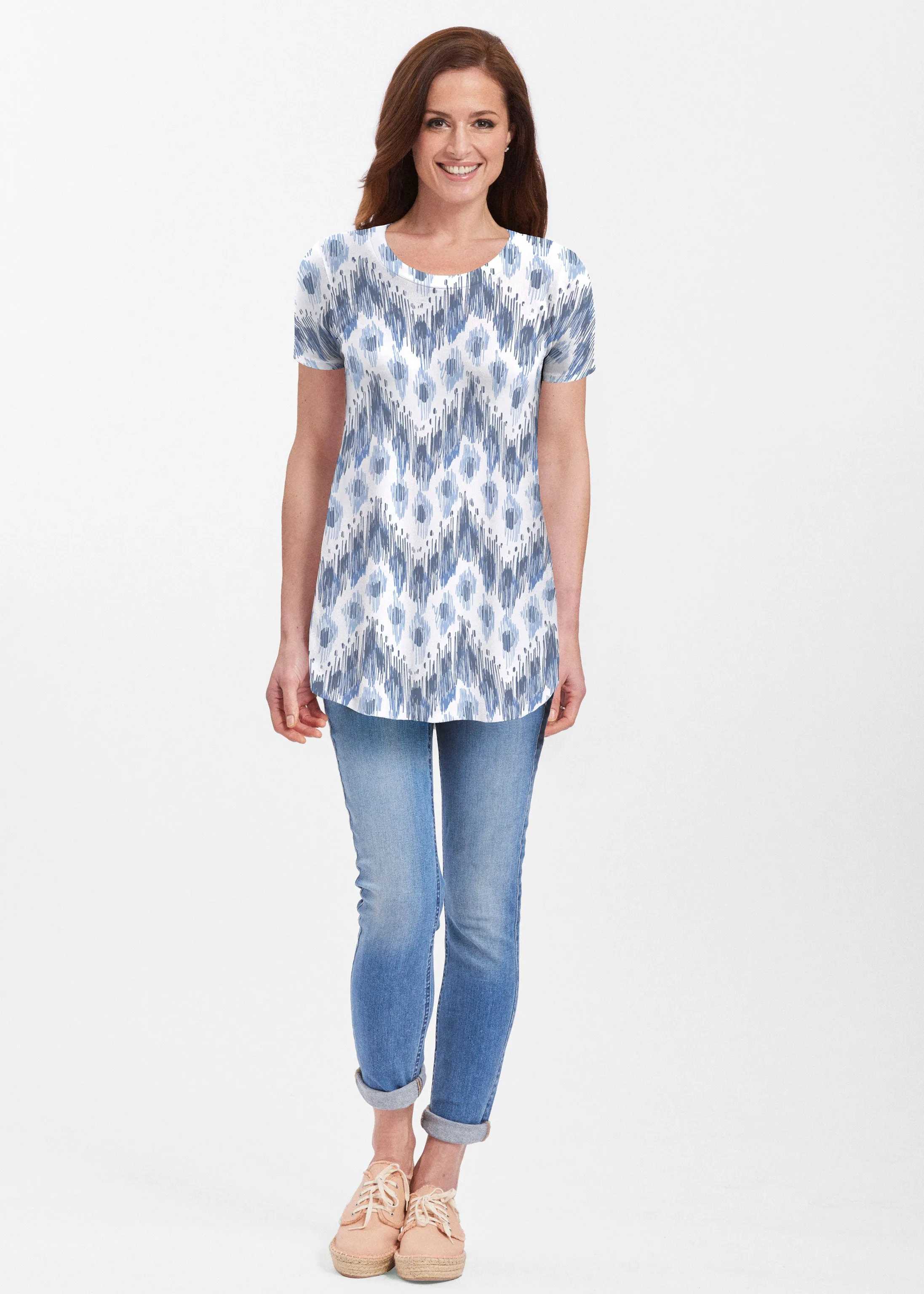 Tonal Waves Blue (7804) ~ Butterknit Short Sleeve Tunic