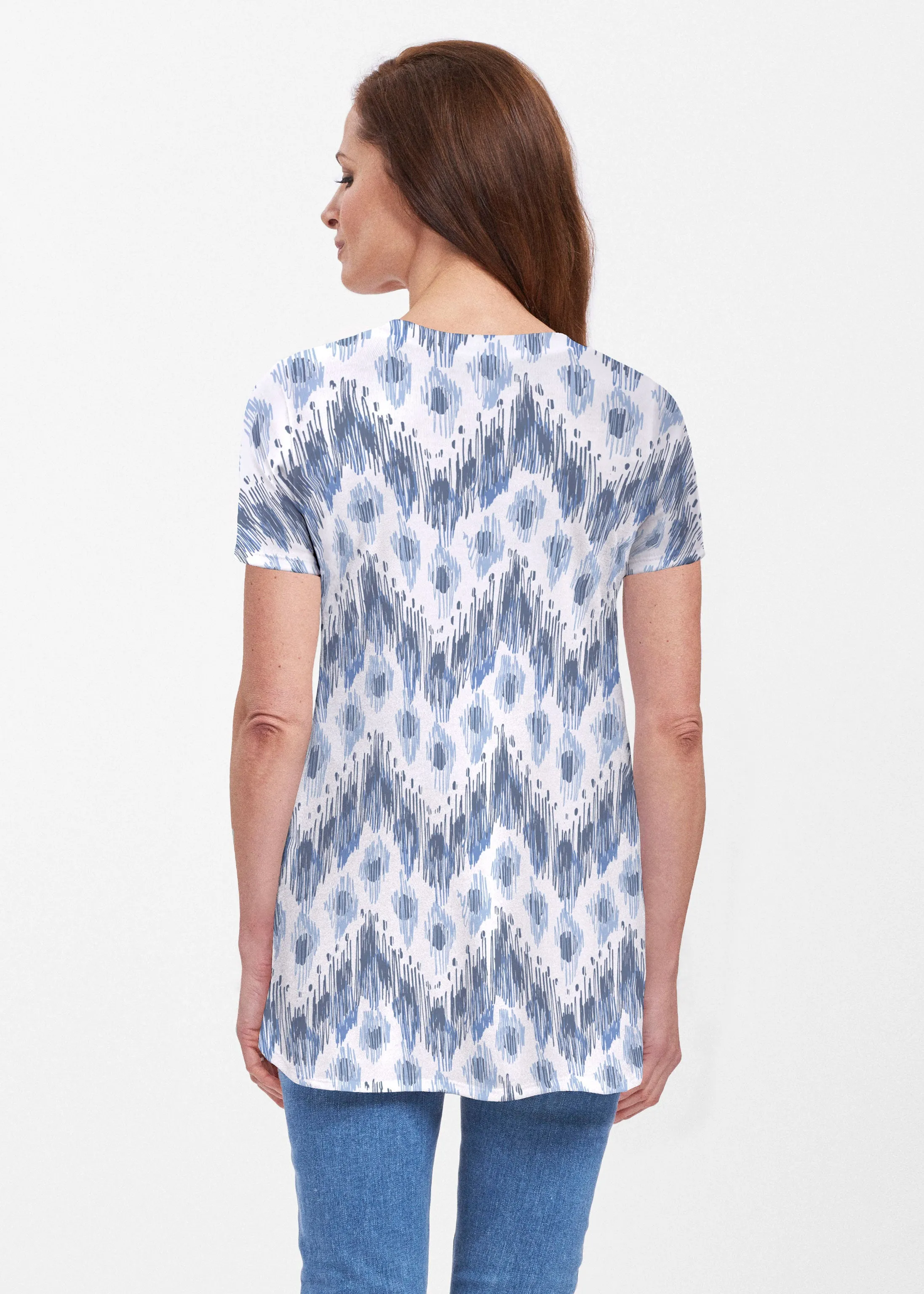 Tonal Waves Blue (7804) ~ Butterknit Short Sleeve Tunic
