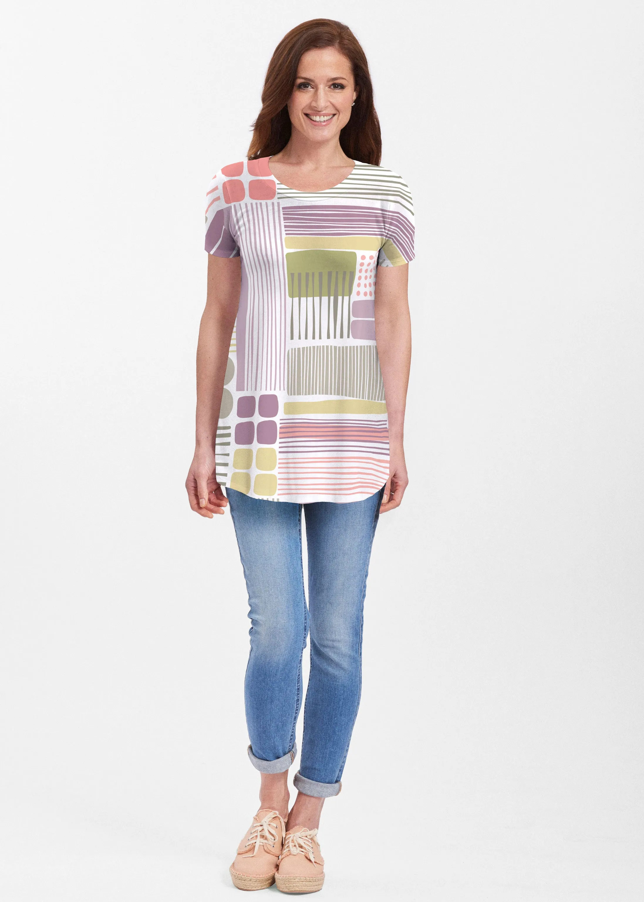 Transcendent Floral (13483) ~ Butterknit Short Sleeve Tunic