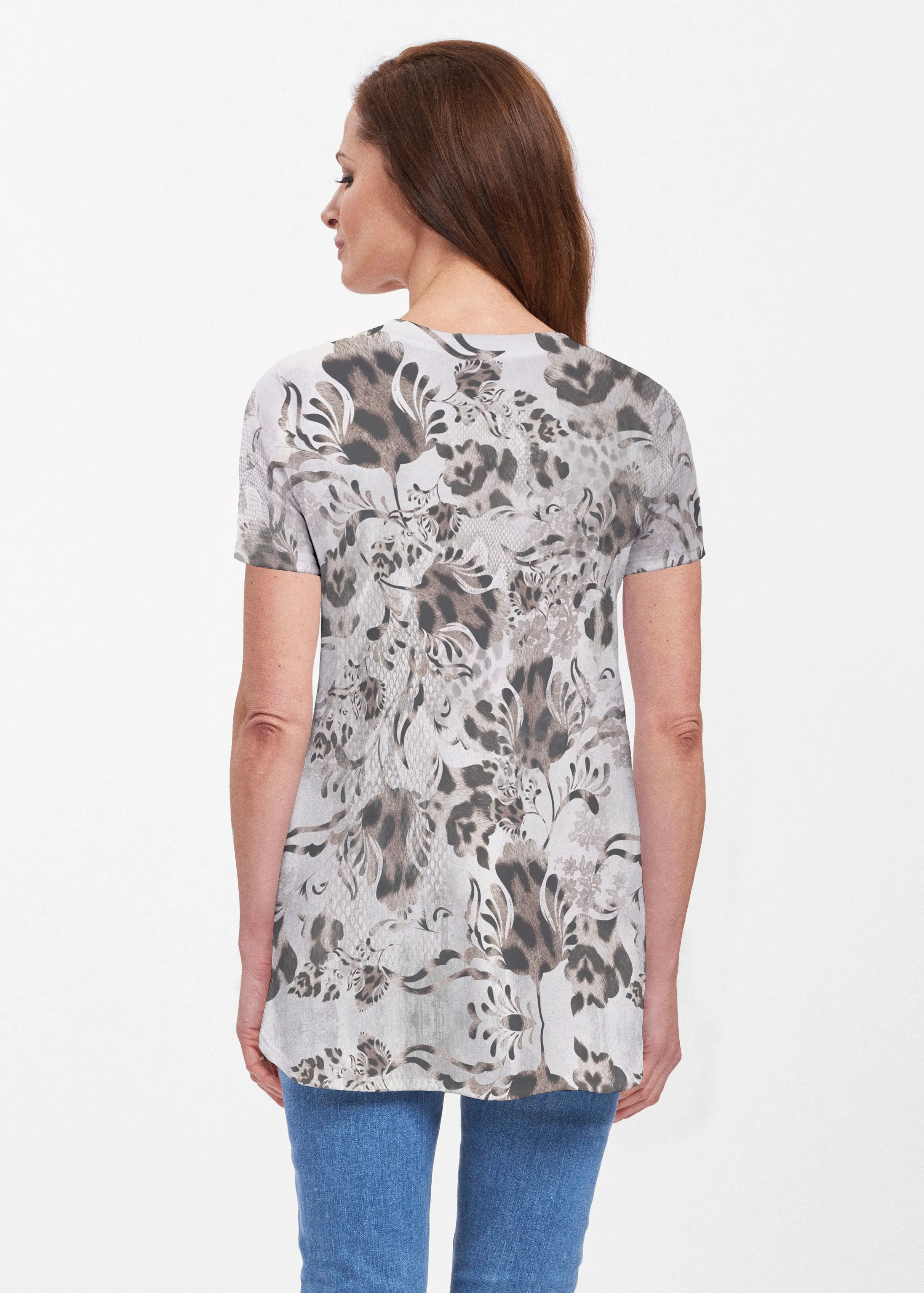 Tulip Leopard Multi (7731) ~ Butterknit Short Sleeve Tunic