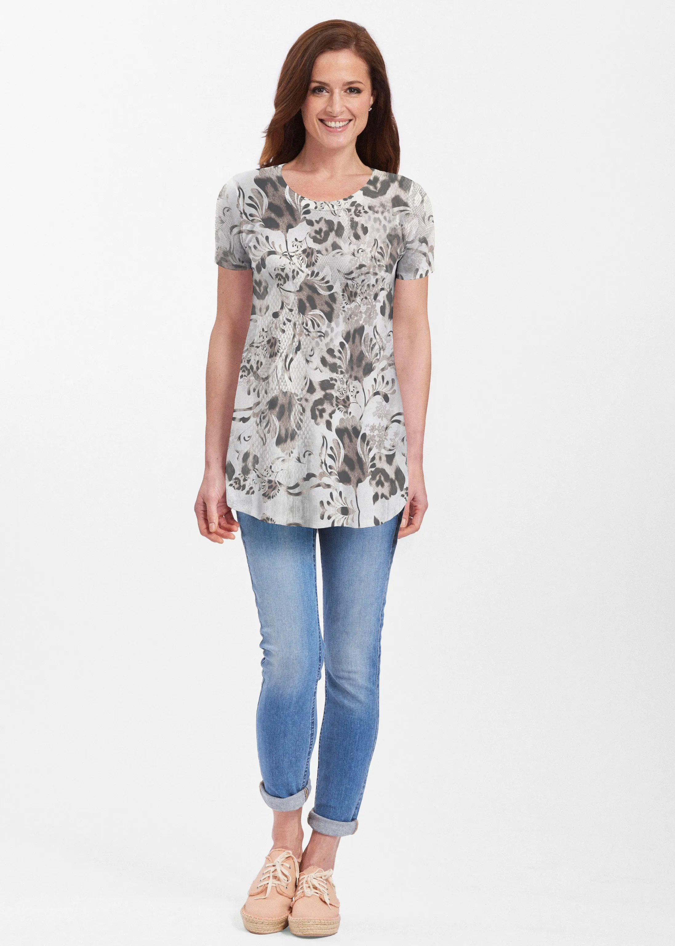 Tulip Leopard Multi (7731) ~ Butterknit Short Sleeve Tunic