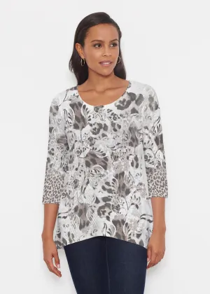 Tulip Leopard Multi (7731) ~ Katherine Hi-Lo Thermal Tunic