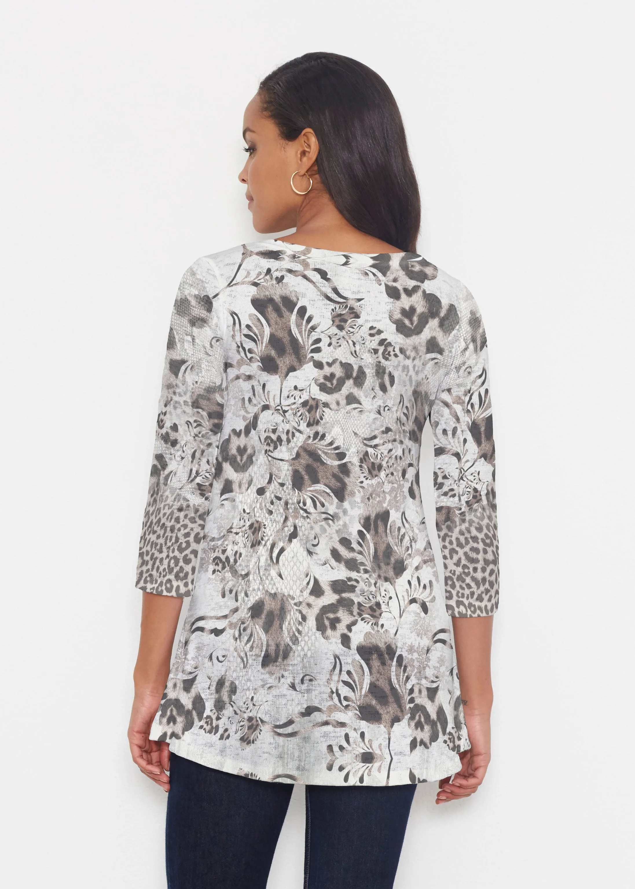 Tulip Leopard Multi (7731) ~ Katherine Hi-Lo Thermal Tunic