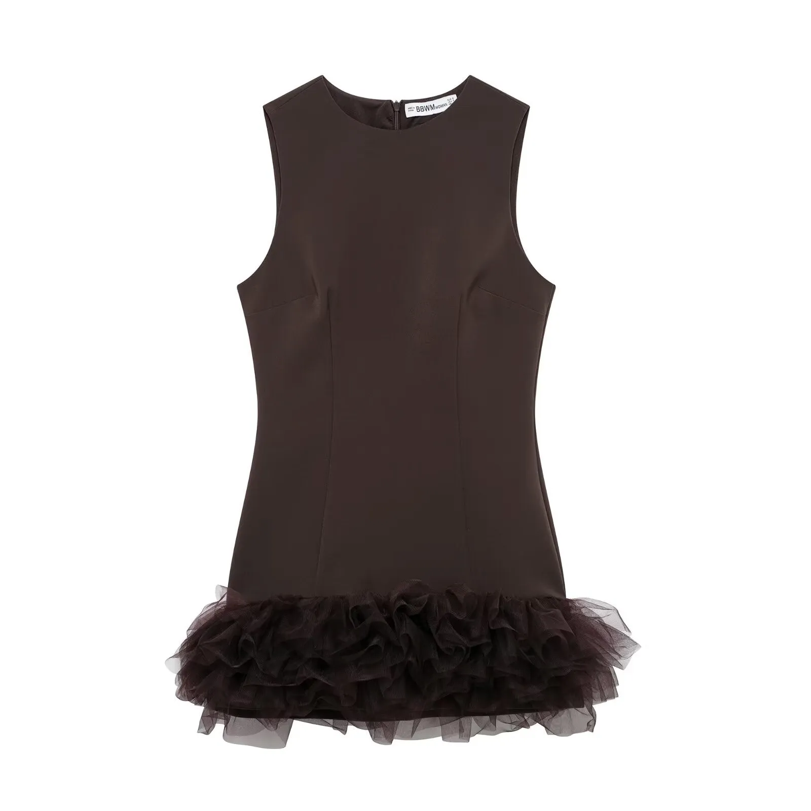 Tulle Hem Sleeveless Mini Dress