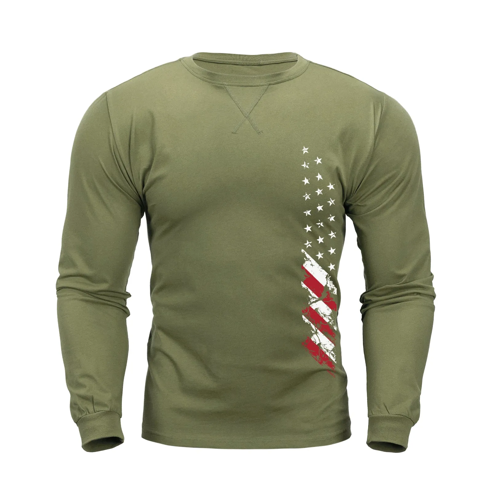 USA FLAG GRAPHIC CREWNECK LONG SLEEVE T-SHIRT