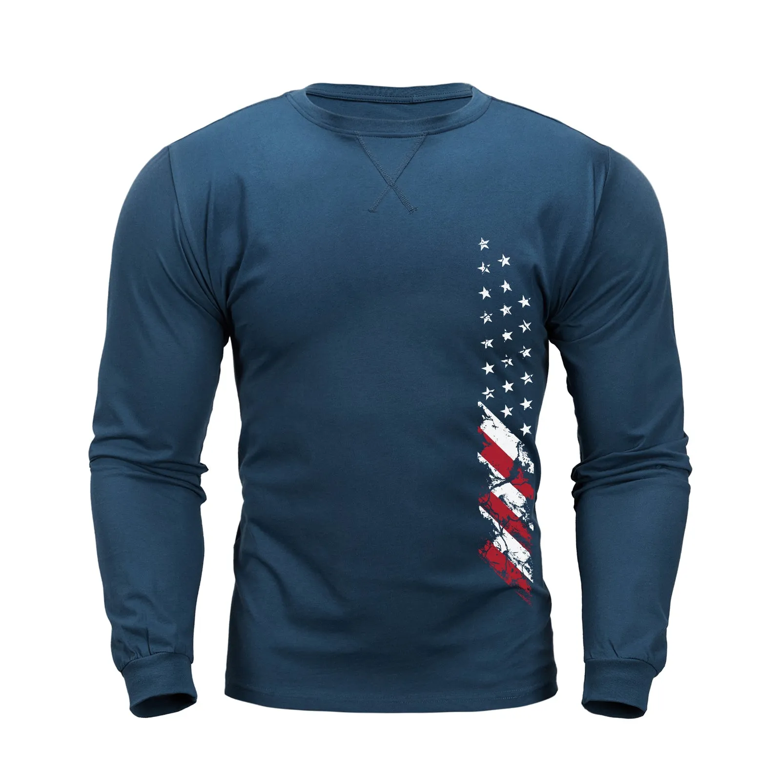 USA FLAG GRAPHIC CREWNECK LONG SLEEVE T-SHIRT