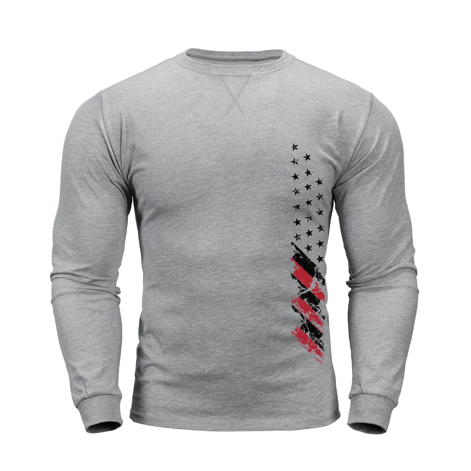 USA FLAG GRAPHIC CREWNECK LONG SLEEVE T-SHIRT
