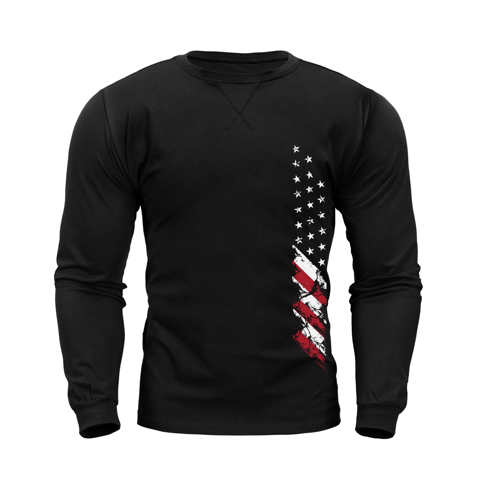 USA FLAG GRAPHIC CREWNECK LONG SLEEVE T-SHIRT