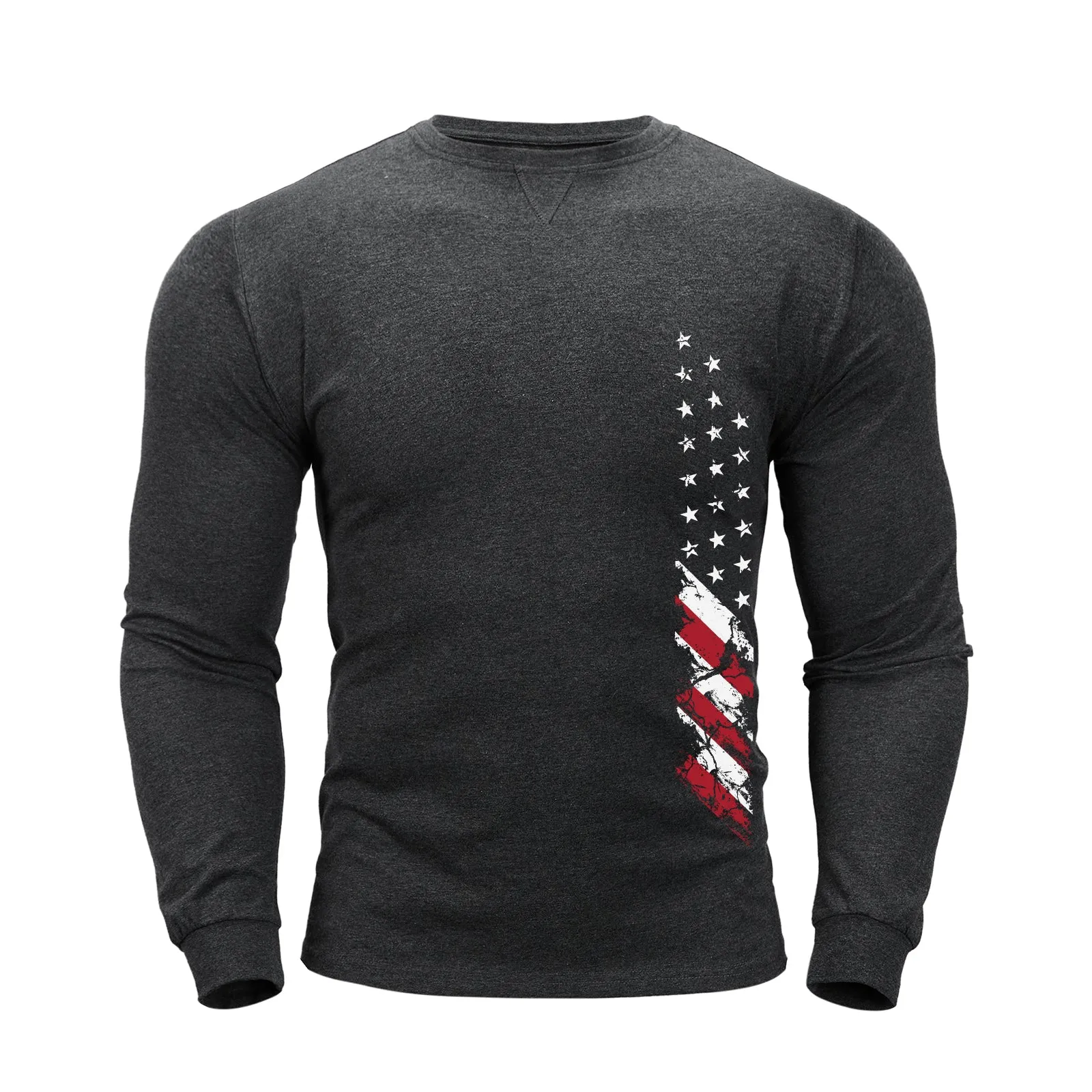 USA FLAG GRAPHIC CREWNECK LONG SLEEVE T-SHIRT