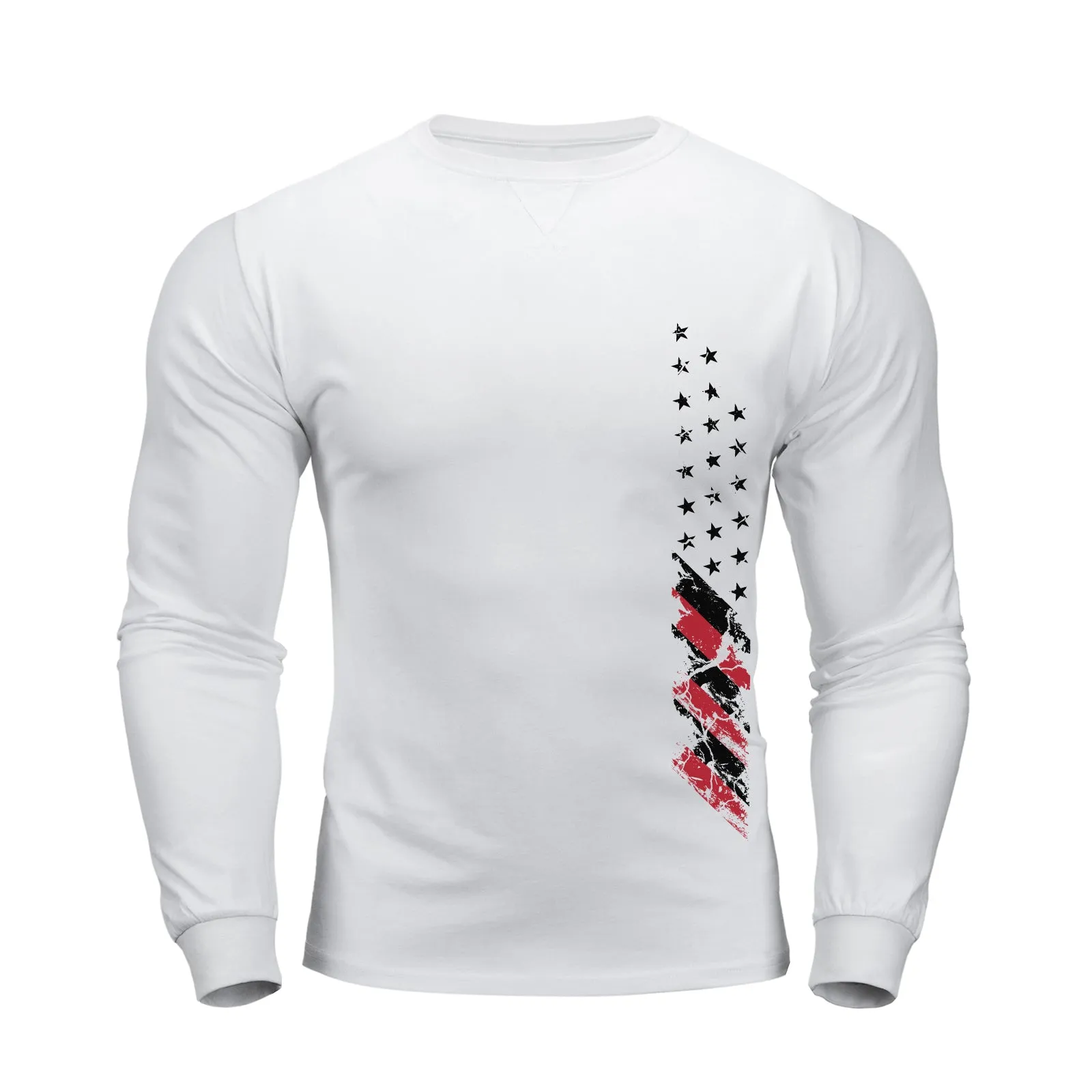 USA FLAG GRAPHIC CREWNECK LONG SLEEVE T-SHIRT