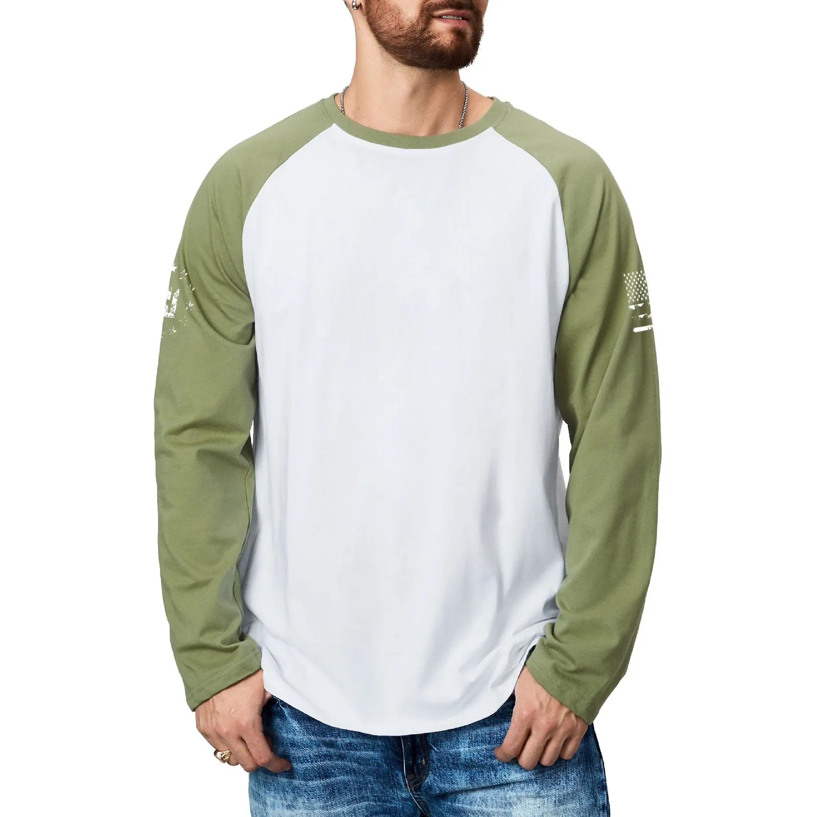 USA FLAG RAGLAN GRAPHIC LONG SLEEVE T-SHIRT