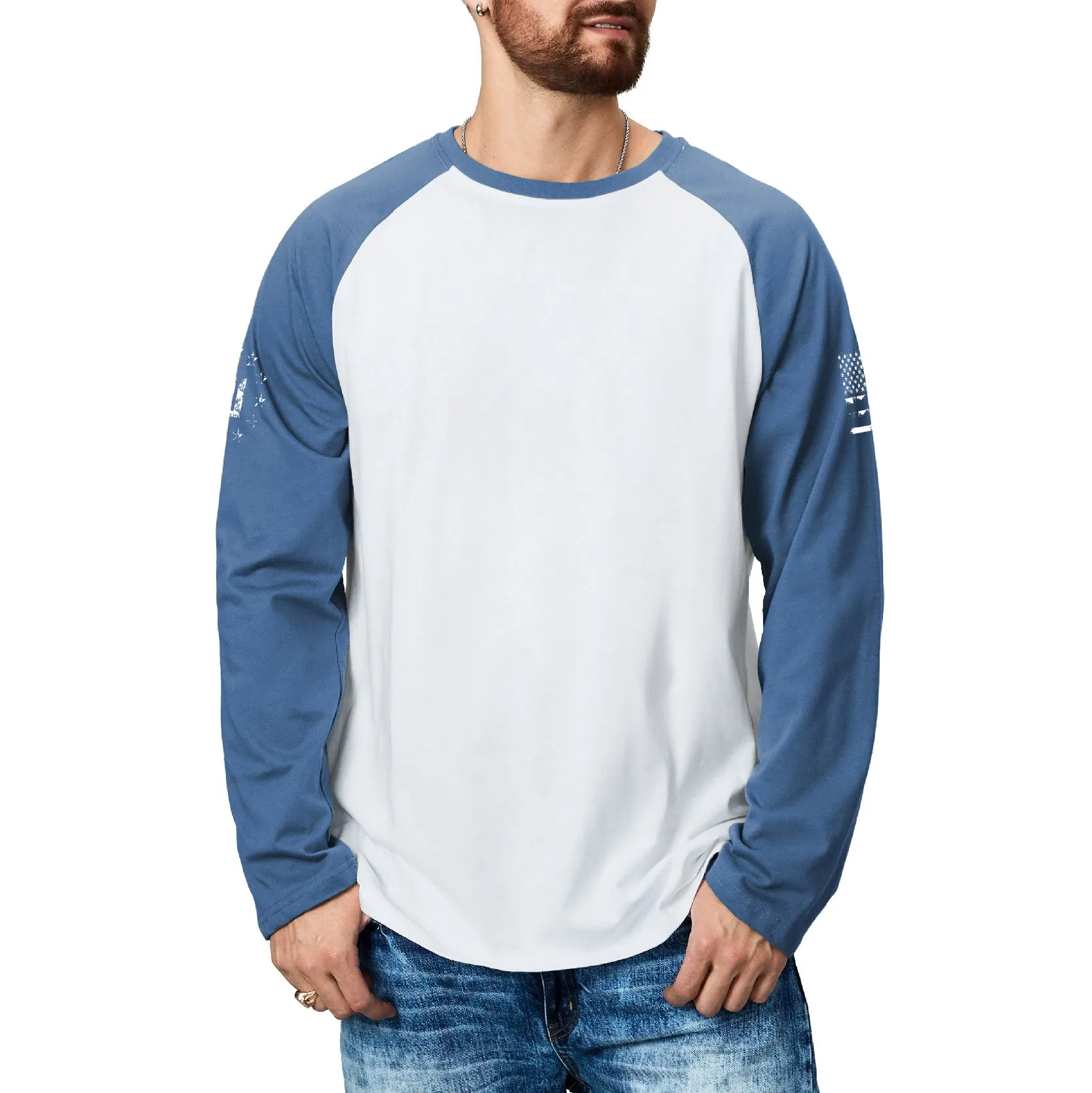 USA FLAG RAGLAN GRAPHIC LONG SLEEVE T-SHIRT