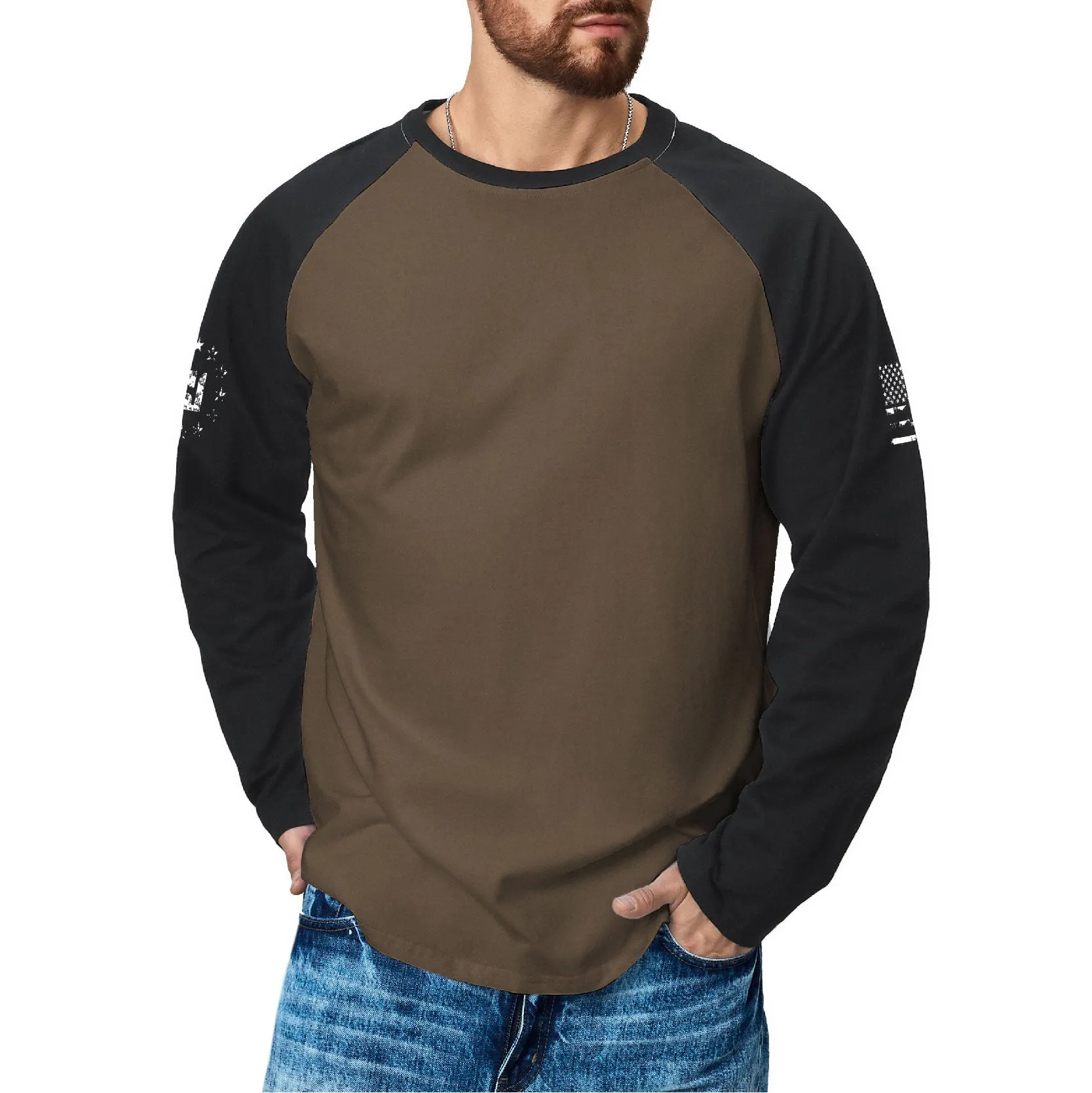 USA FLAG RAGLAN GRAPHIC LONG SLEEVE T-SHIRT