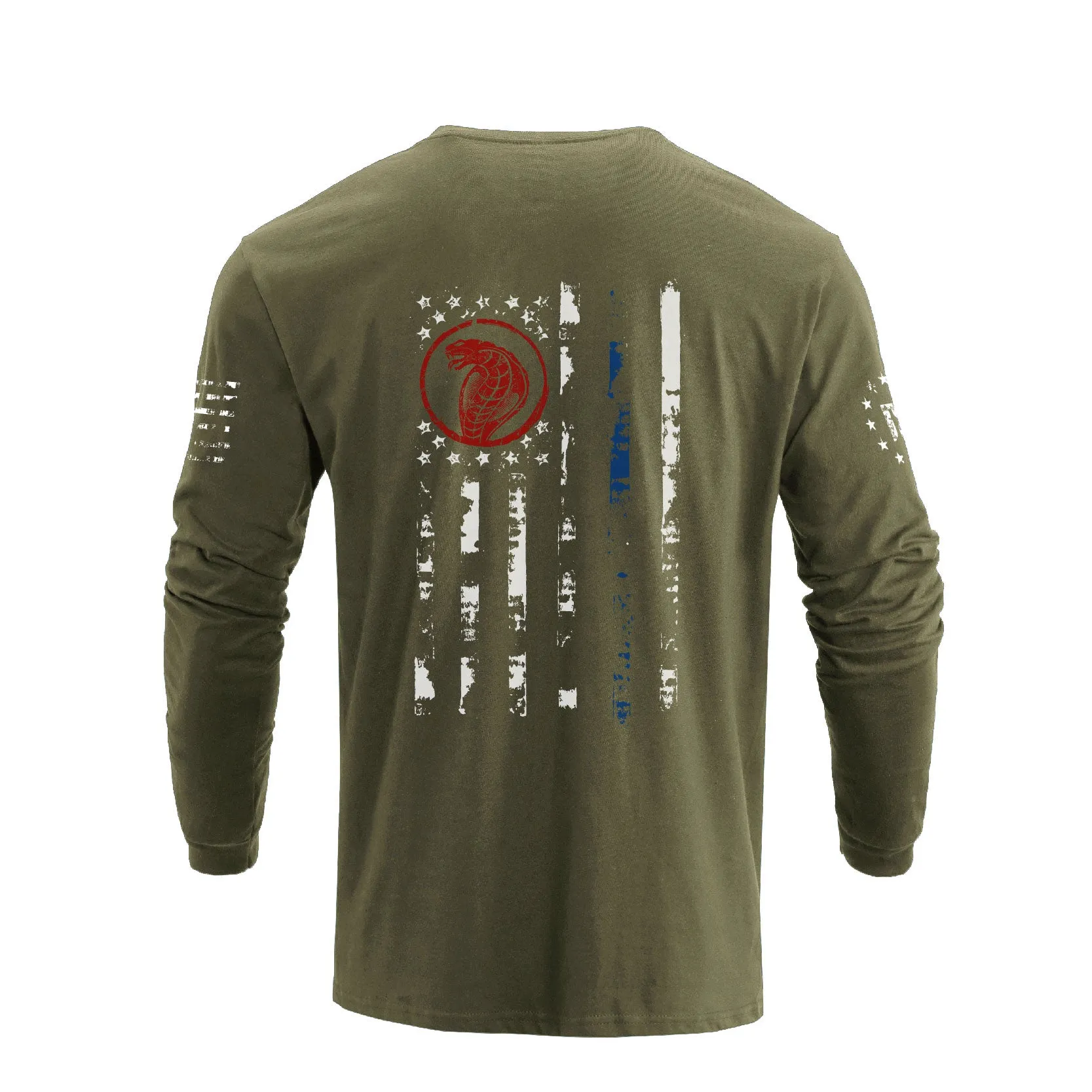 USA FLAG SNAKE GRAPHIC LONG SLEEVE T-SHIRT