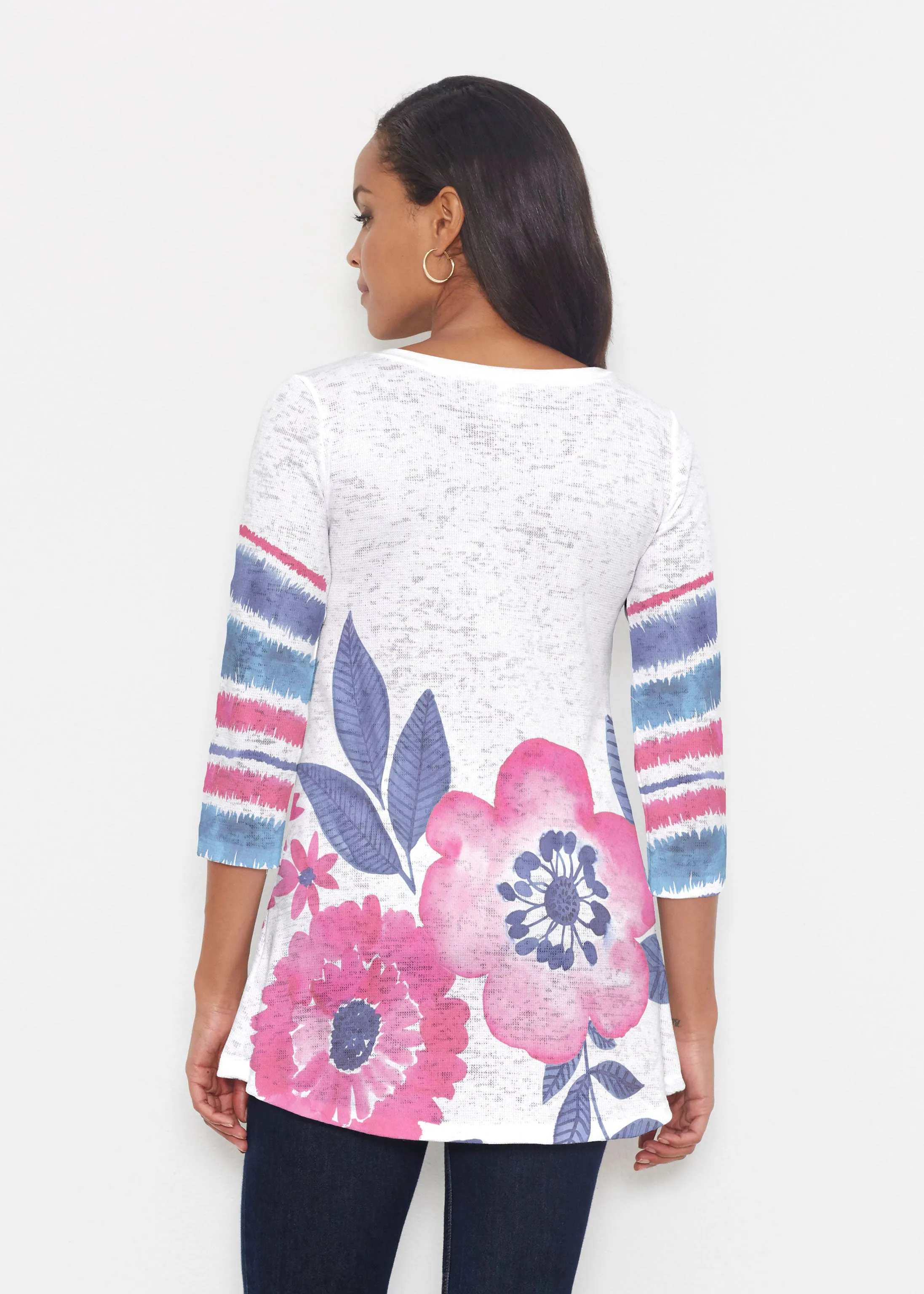 Watercolor Blooms (13355) ~ Katherine Hi-Lo Thermal Tunic