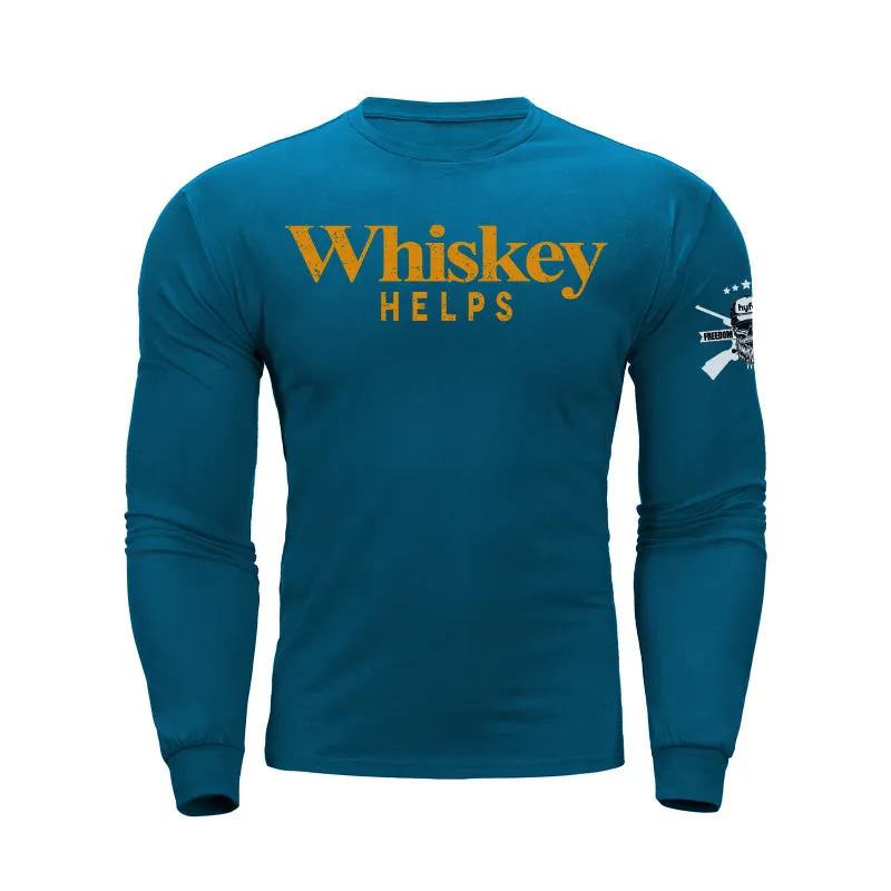 WHISKEY HELPS  GRAPHIC LONG SLEEVE T-SHIRT