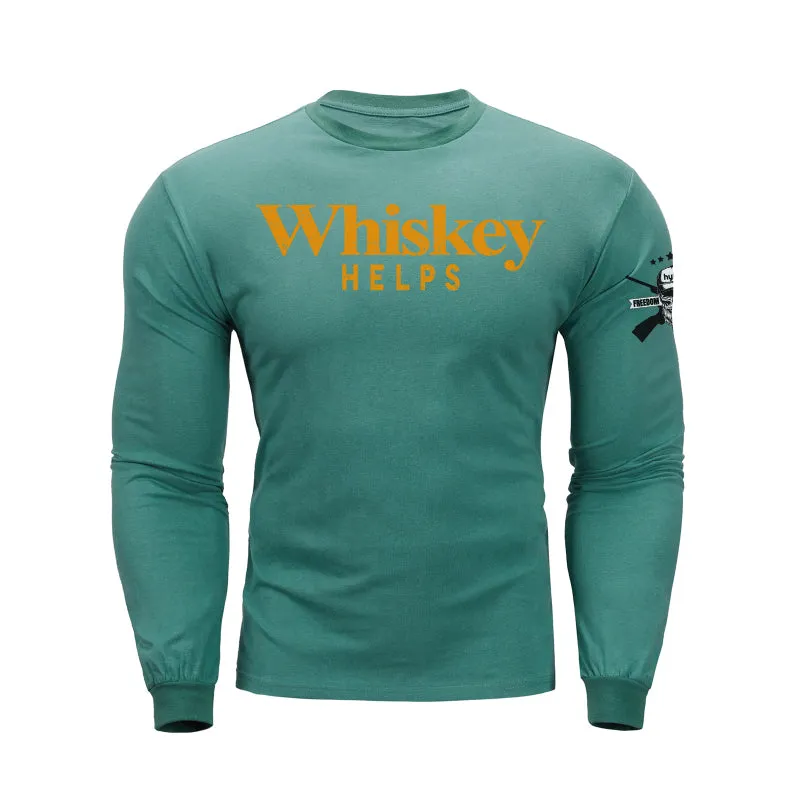 WHISKEY HELPS  GRAPHIC LONG SLEEVE T-SHIRT