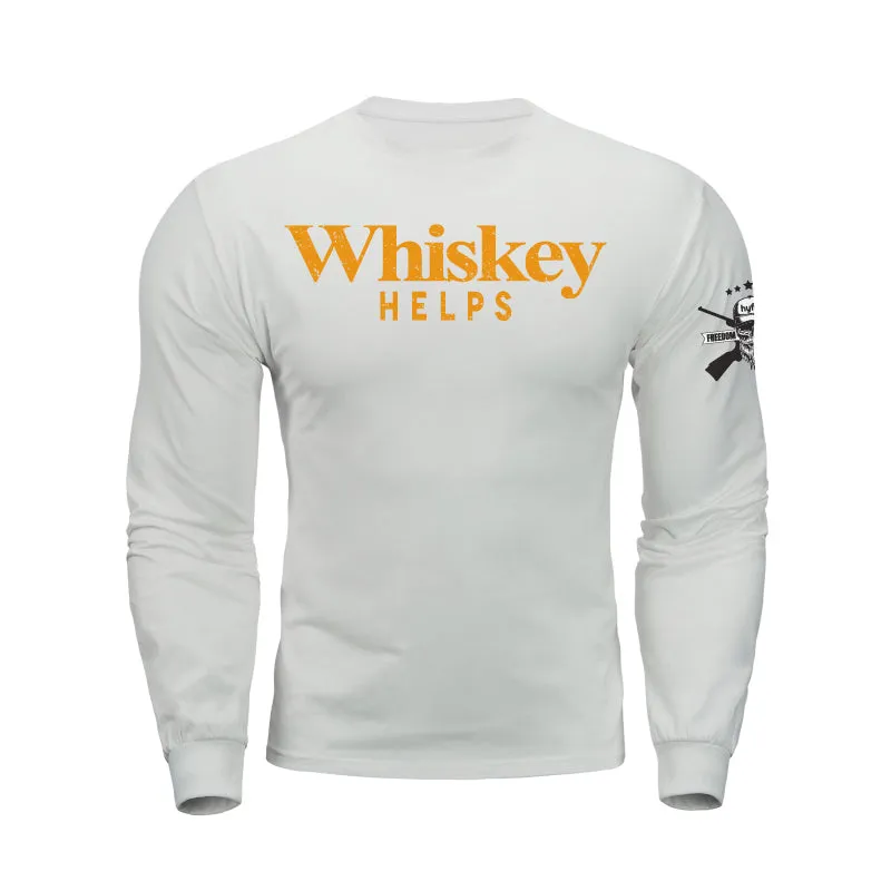 WHISKEY HELPS  GRAPHIC LONG SLEEVE T-SHIRT