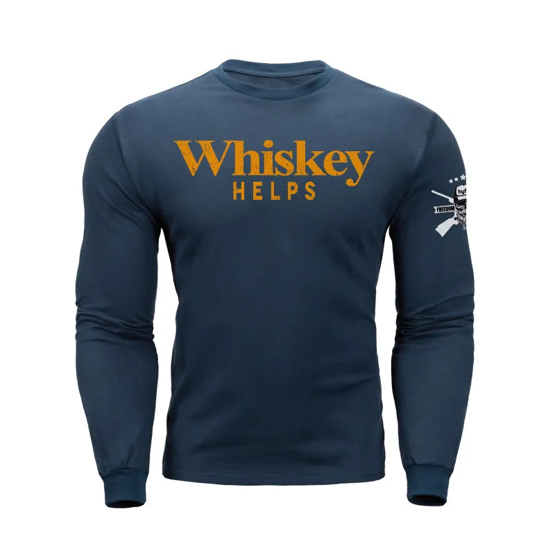 WHISKEY HELPS  GRAPHIC LONG SLEEVE T-SHIRT