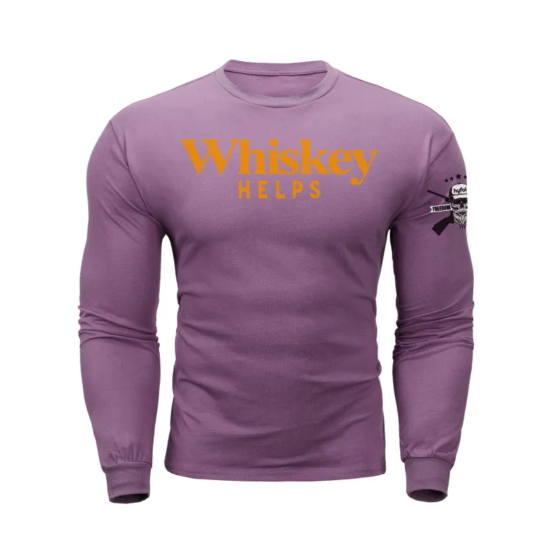 WHISKEY HELPS  GRAPHIC LONG SLEEVE T-SHIRT