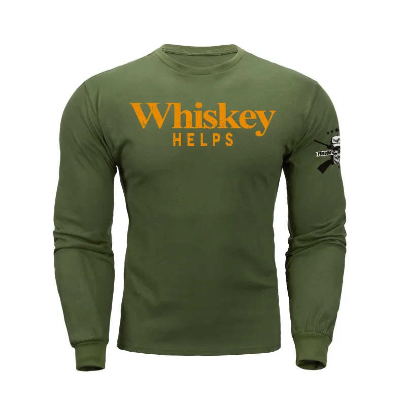 WHISKEY HELPS  GRAPHIC LONG SLEEVE T-SHIRT