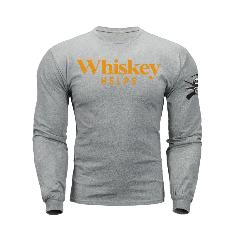 WHISKEY HELPS  GRAPHIC LONG SLEEVE T-SHIRT