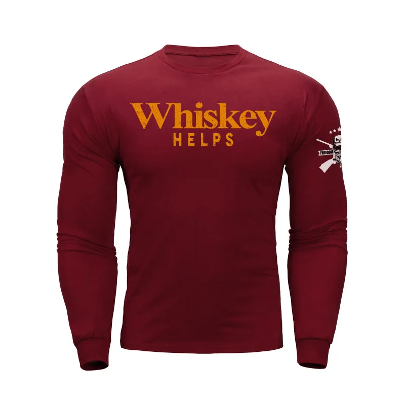 WHISKEY HELPS  GRAPHIC LONG SLEEVE T-SHIRT