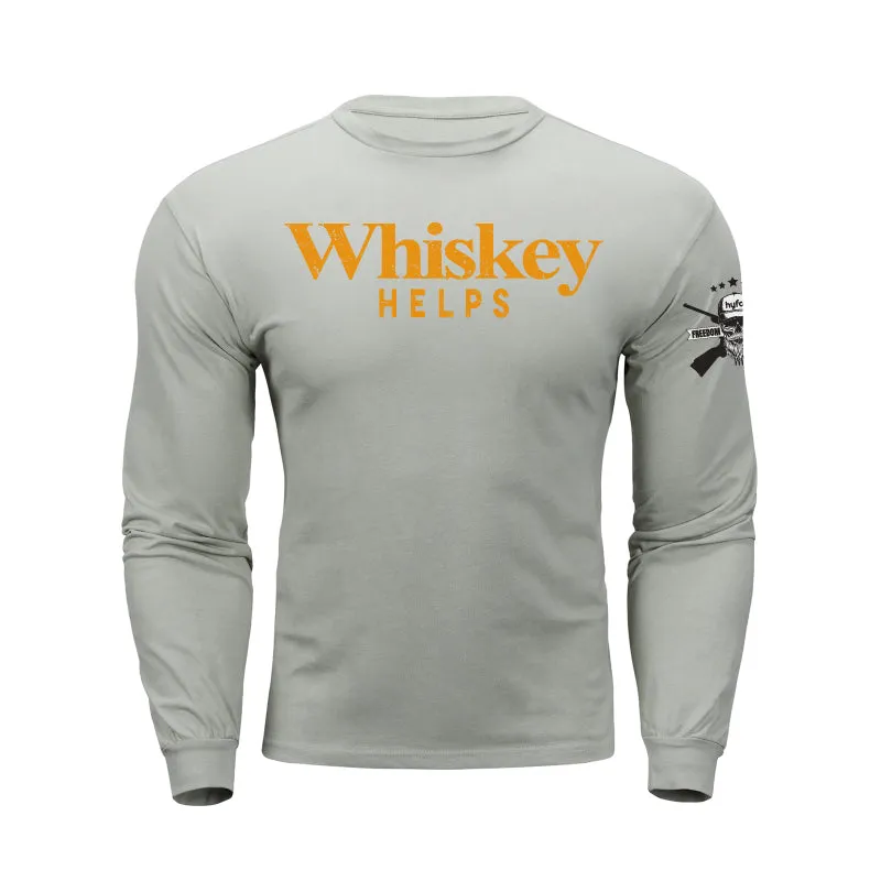 WHISKEY HELPS  GRAPHIC LONG SLEEVE T-SHIRT
