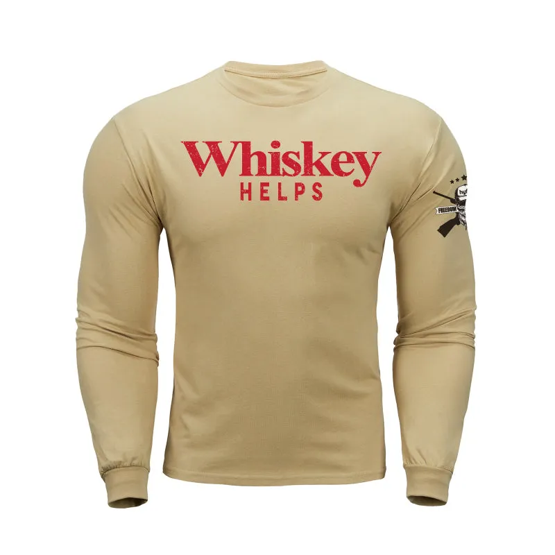 WHISKEY HELPS  GRAPHIC LONG SLEEVE T-SHIRT