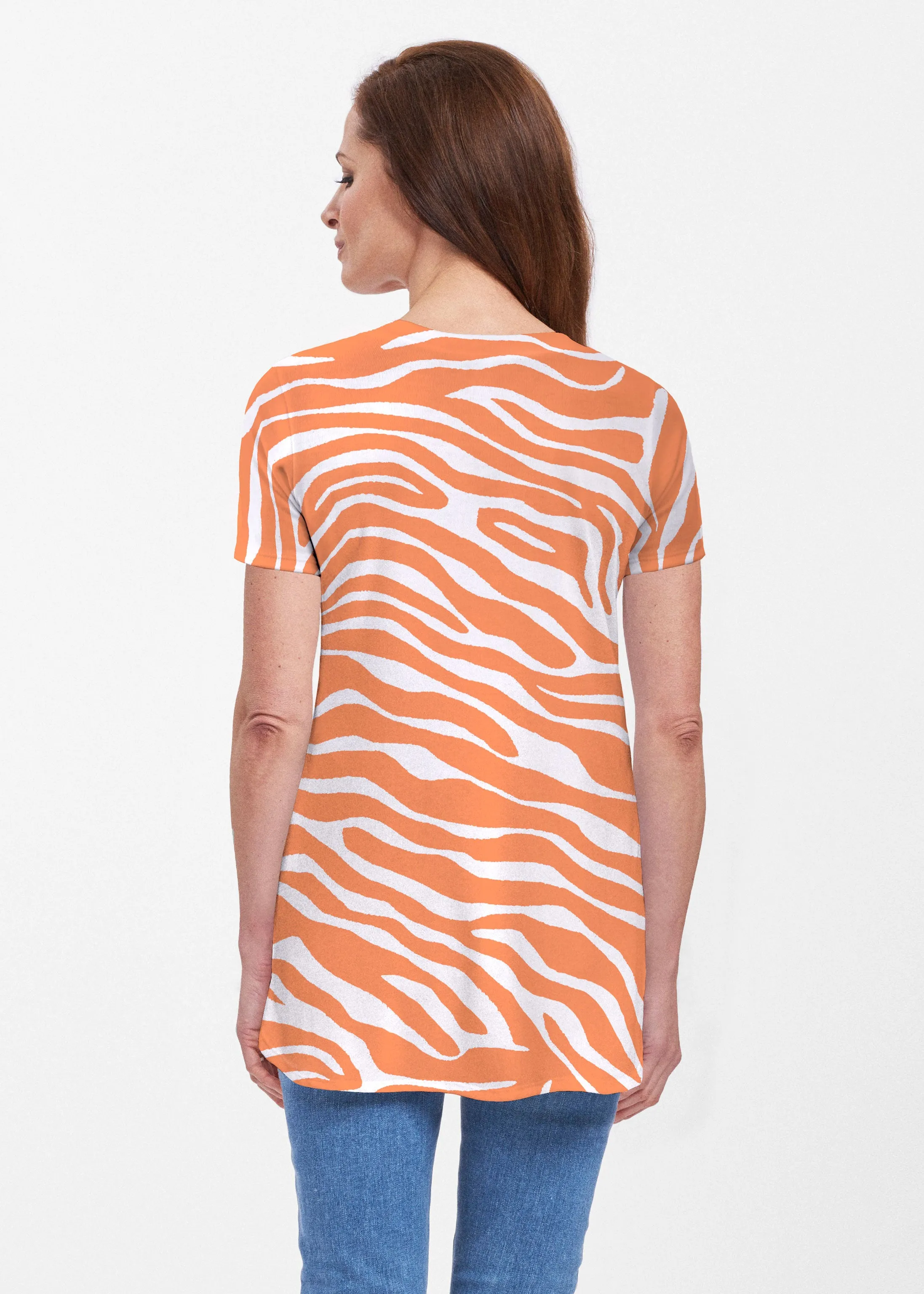 Zebra Orange (7042) ~ Butterknit Short Sleeve Tunic