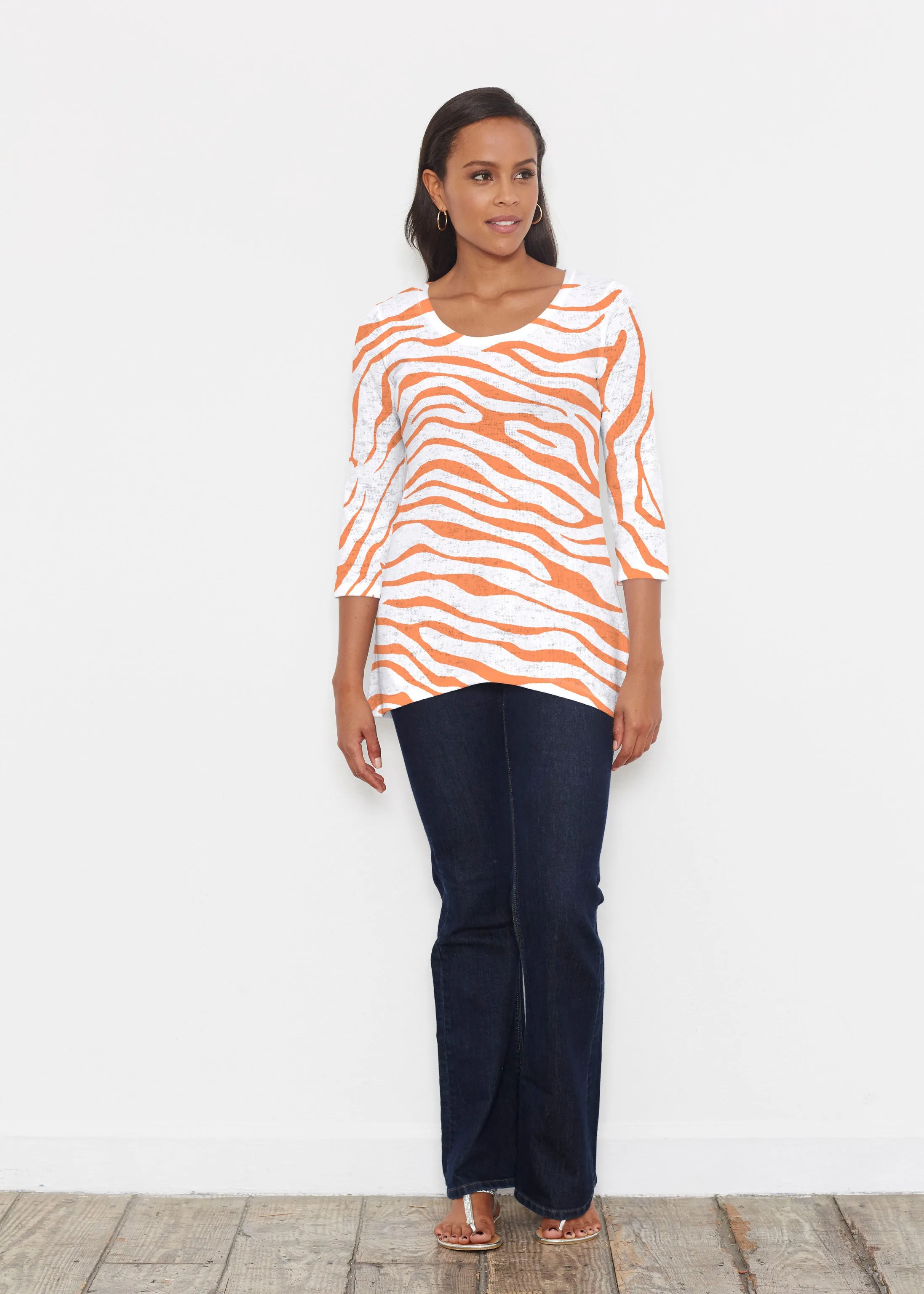 Zebra Orange (7042) ~ Katherine Hi-Lo Thermal Tunic